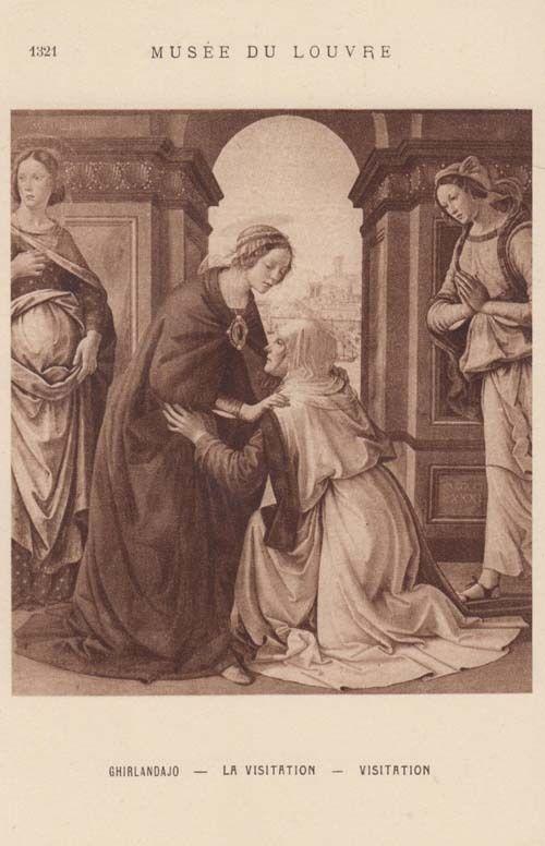 Domenico Ghirlandaio La Visitation Antique Museum De Louvres Painting Postcard