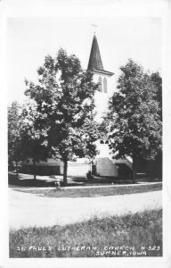 Sumner Iowa~St Paul's Lutheran Church~Fire Hydrant by Street~1940s Real Photo PC