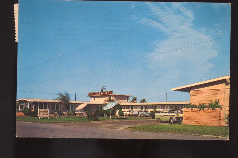 CORPUS CHRISTI TEXAS EBB TIDE MOTEL 1950's CARS VINTAGE ADVERTISING POSTCARD