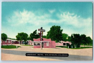 Walsenburg Colorado CO Postcard Crescent Motel North Side c1940 Vintage Antique