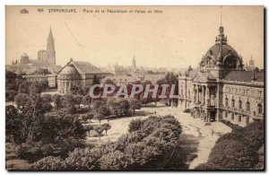 Old Postcard Strasbourg Palace of the Republic Palace and the Rhine