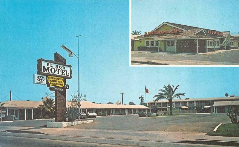 EL CENTRO, CA California  EL NOH MOTEL & RESTAURANT  Roadside  Chrome Postcard