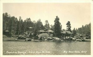 California Big Bear Lake Treasure Island Scene Lake RPPC Photo Postcard 22-3964