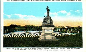 1920s Plot of Unknown Dead Johnstown Flood Memorial Johnstown PA Postcard