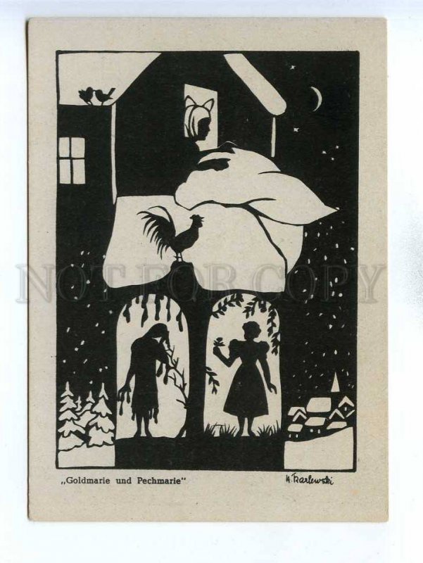 195826 GERMANY Brothers Grimm Mother Hulda silhouette postcard