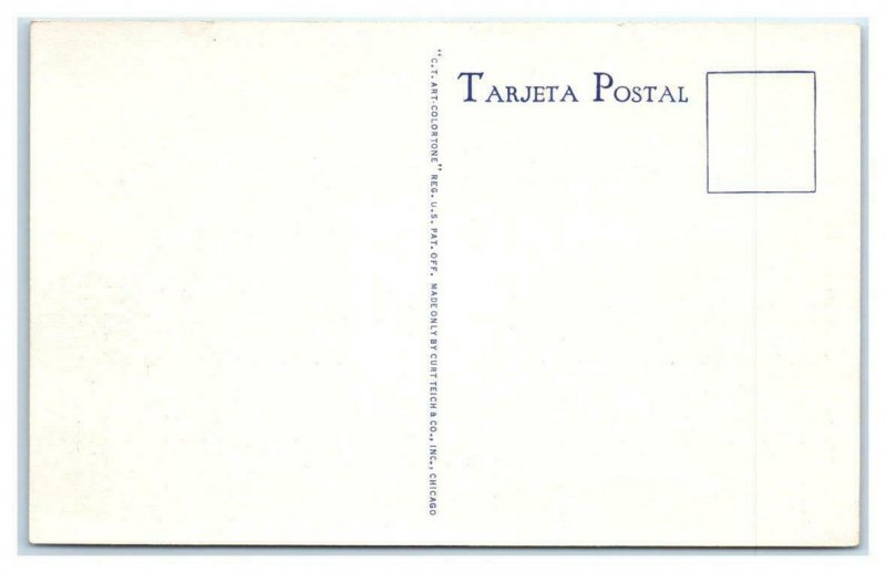 NUEVO LAREDO, Mexico ~ View of JUAREZ PLAZA  c1940s Linen Curt Teich Postcard