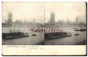 Old Postcard England London Parliament And Thames