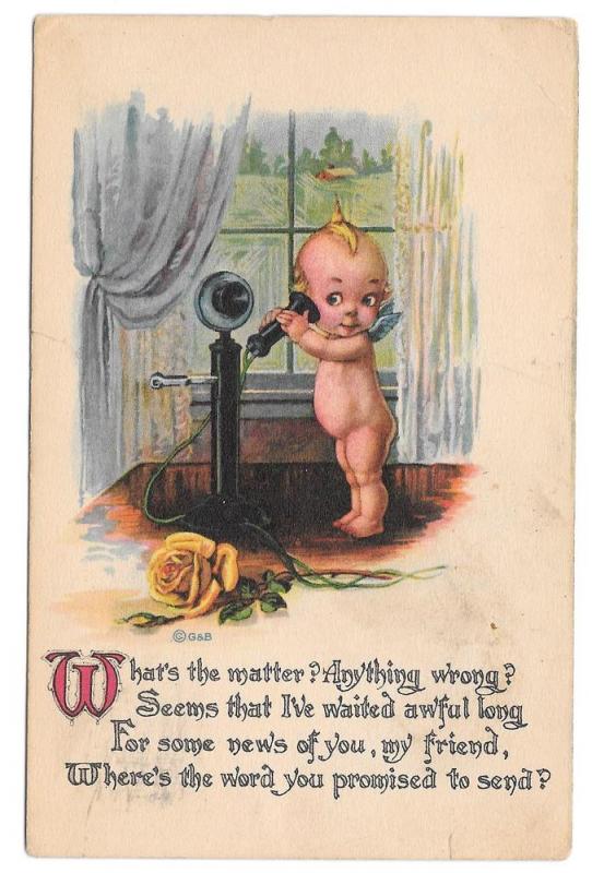 Vintage Kewpie Postcard Gartner & Bender Telephone