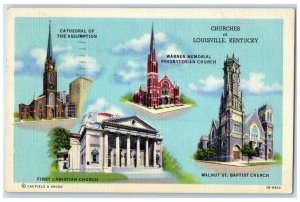 1949 Cathedral Assumption Exterior Churches Louisville Kentucky Vintage Postcard