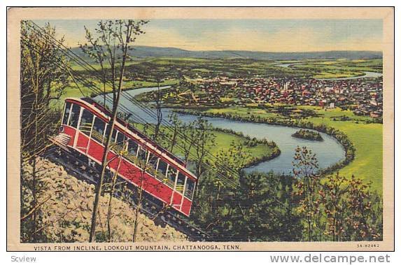 Vista from Incline, Lookout Mountain, Chattanooga, Tennessee,  PU-1938