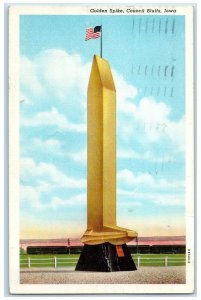 1945 Golden Spike Exterior Tower Council Bluffs Iowa IA Vintage Antique Postcard