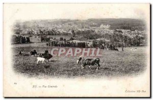 In Old Postcard General view (cows)