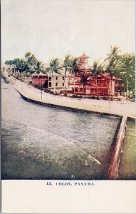 Colon Panama Road Palm Trees #13 Postcard H34