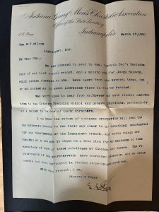 1900 Indiana YMCA William T. Wilson Indianapolis Logansport Indiana Letter