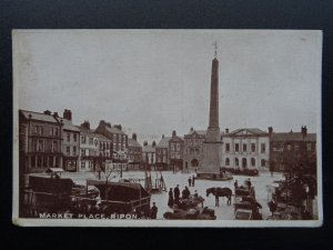 Yorkshire RIPON Market Place & MARKET DAY - Old Postcard by N. & A.C.B.