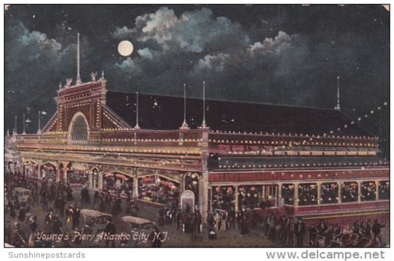 New Jersey Atlantic City Youngs Pier At Night 1910