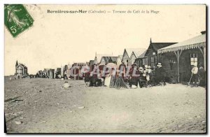 Old Postcard Bernieres Sur Mer Terrace Beach Cafe