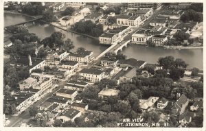 Fort Atkinson Wisconsin Aerial View, Real Photo Postcard