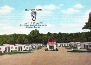 Vintage Postcard 1949 Stafford Motel Modern Accommodation Atlanta Georgia GA