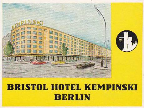 GERMANY BERLIN BRISTOL HOTEL KEMPINSKY VINTAGE LUGGAGE LABEL