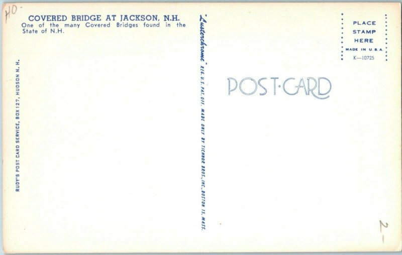 Covered Bridge at Jackson New Hampshire Postcard