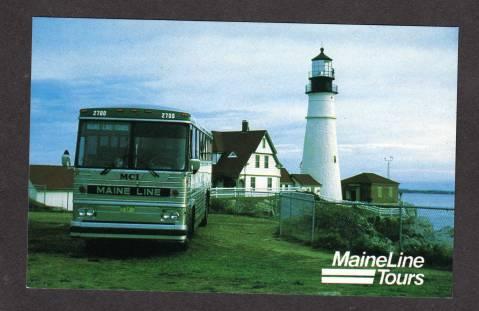 ME Maineline Line Tours Bus Lighthouse Light House South Portland MAINE Postcard