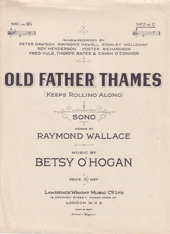 Old Father Thames Betsy O'Hogan 1950s Sheet Music