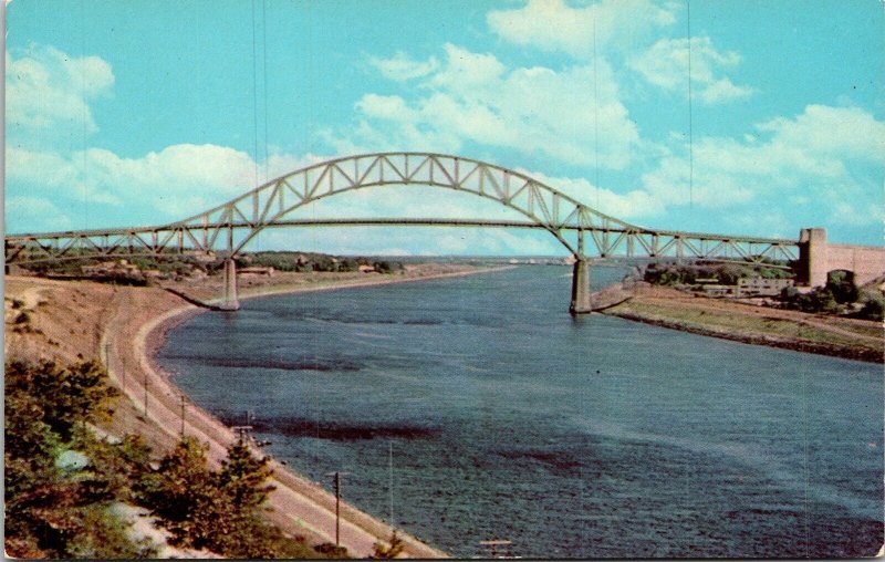 Cape Cod Canal Sagamore Bridge Massachusetts MA Postcard VTG UNP Curteich Unused 