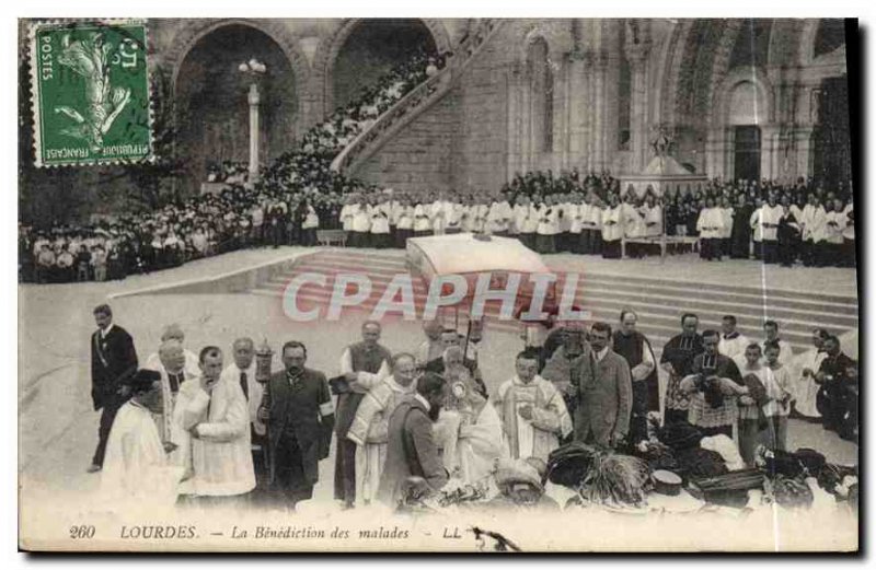 Old Postcard The Blessing of the Sick Lourdes