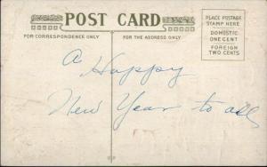 Christmas - Santa Claus Holding Happiness Bank Check c1910 Postcard