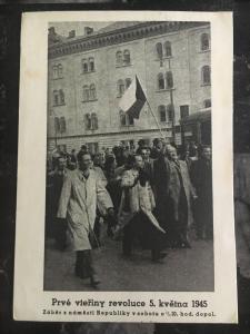 Mint Liberation of Czechoslovakia 1945 Victorious Marching in Streets Postcard