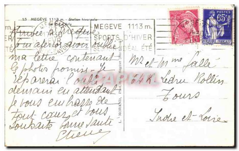 Old Postcard Megeve winter resort