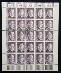 GERMANY THIRD REICH ORIGINAL STAMP SHEET ADOLF HITLER Mi800 2RM MNH LUXE