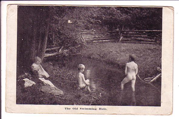 Photo of Baby Girl Watching Two Small Nude Boys Swimming in River, Bayswater ...