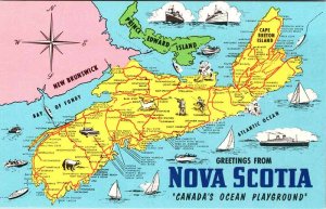 Postcard MAP SCENE State Of Nova Scotia NS AO5701
