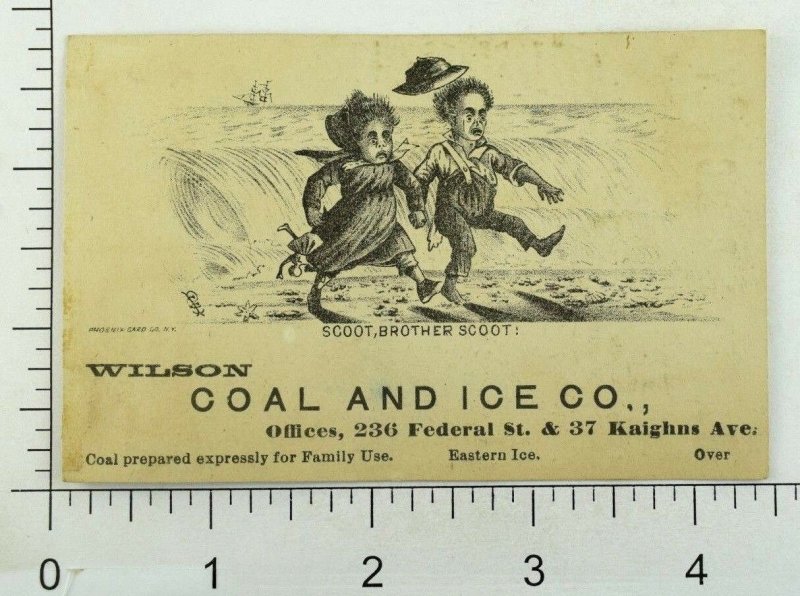 Wilson Coal & Ice Co. Business Directory Back Boy & Girl Running From Wave P99