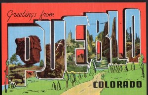 Colorado PUEBLO Large Letter Greetings from - LINEN