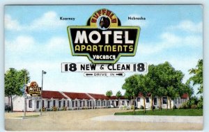 KEARNEY, Nebraska NE ~ Roadside BUFFALO MOTEL Lincoln Highway 1940s Postcard