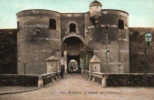 Vintage Postcard L'Entrée Du Chateau Entrance Gate Portal Angers France