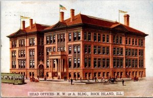 Postcard Head Offices M.W. of A. Building in Rock Island, Illinois