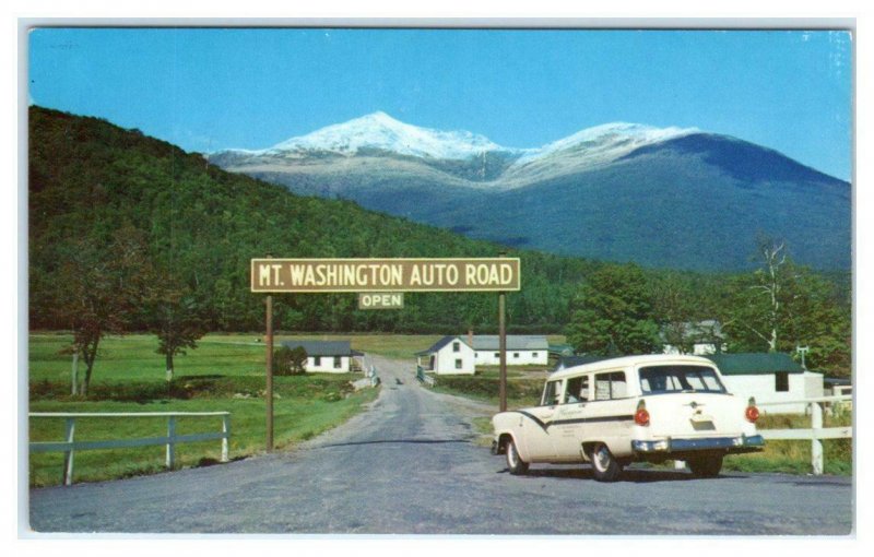 PINKHAM NOTCH, NH ~ MT WASHINGTON AUTO ROAD  c1950s Car  Coos County Postcard