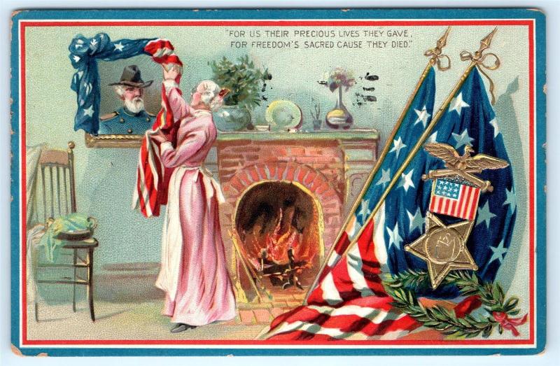 Postcard Patriotic Decoration Day Civil War Lives They Gave Freedom Tucks L16