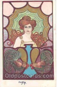Art Nouveau Postcards|Artist K Misc Signed Postcards|Chicken Postcards
