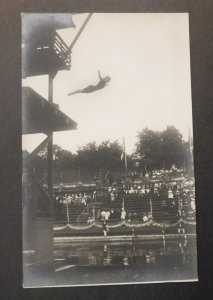 1912 Olympics Mint RPPC Postcard Stockholm Greta Johansson Sweden In High Diving