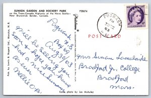 Sunken Garden & Rockery Park, Nova Scotia - New Brunswick Border, 1963 Postcard