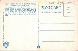 Post Office US Custom House Cleveland Ohio OH WB Postcard UNP VTG Curt Teich 