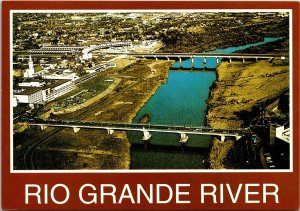 VINTAGE CONTINENTAL SIZE POSTCARD VIEW OF THE RIO GRANDE RIVER FROM THE AIR
