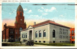 Maine Lewiston Library and City Hall 1927
