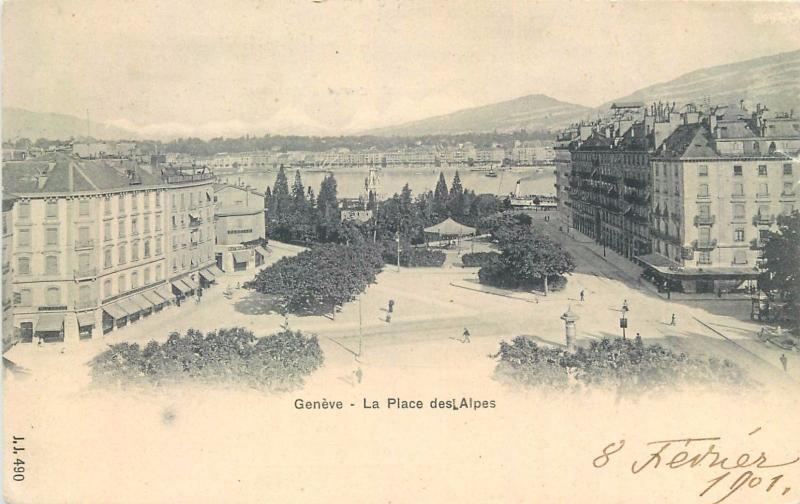 Switzerland Suisse Geneve Geneva la Place des Alpes 1901