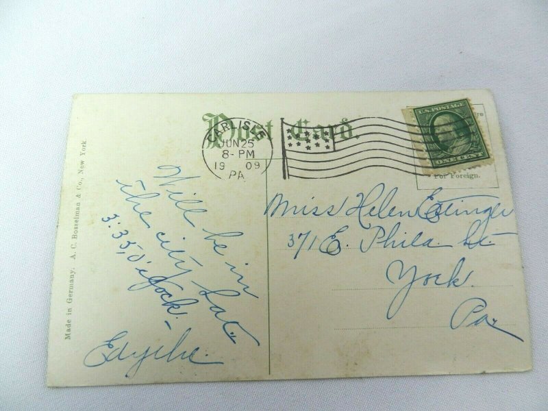 Vintage Postcard 1909 INDIA SCHOOL BAND & GIRLS QUARTERS CARLISLE PA A.C. Bossel